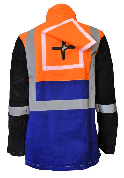 Welding Jacket Hi-vis & Reflective Tape Flame Retardant Body - Leather Sleeves Maxisafe [size:5xl]