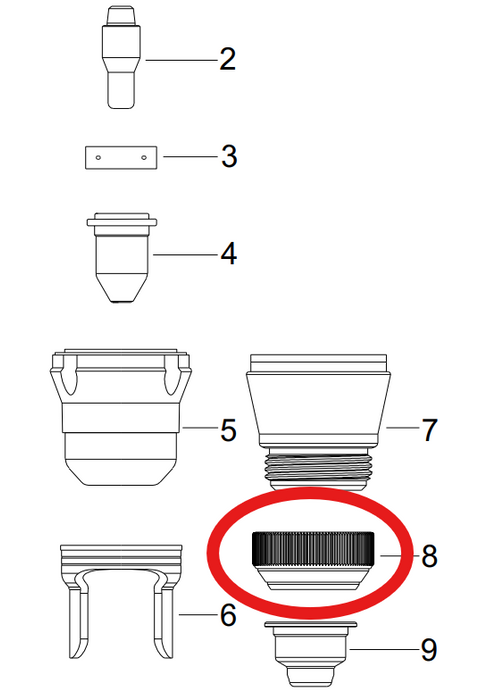 Plasma Shield Cap Retaining Ring Pt65 Ea