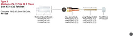 Tig Consumables Quartz Series Kit #8 Suits 17/18/26 Style Torches 47l 1-piece Type