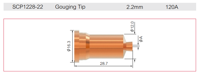 Plasma Gouging Tip Contact Drag Pt100 / 120 Pk Of 10