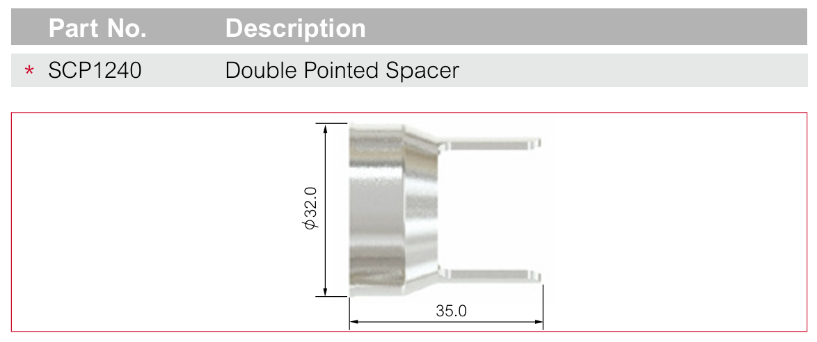 Plasma Double Pointed Spacer Suit Pt100, El120 & Others Ea