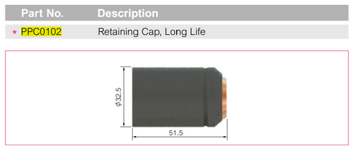 Plasma Retaining Cap Trafimet Long Life A140/141 Ea