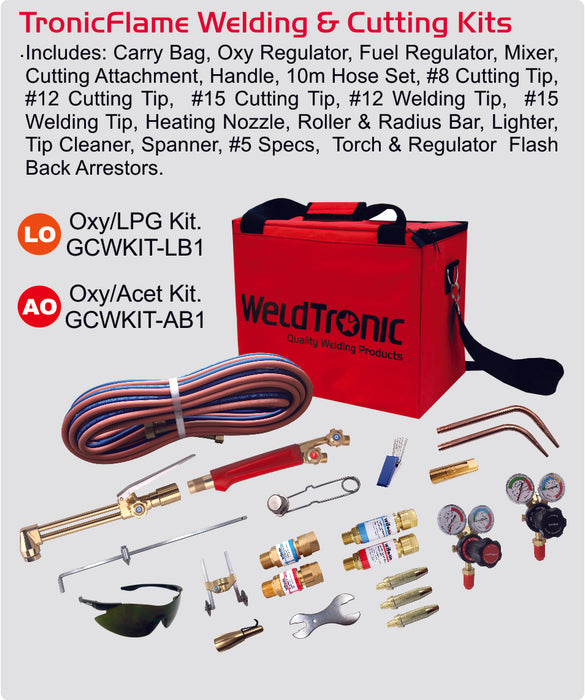 Weldtronic Tronicflame Oxygen Lpg Gas Cutting & Brazing Kit With Fba's