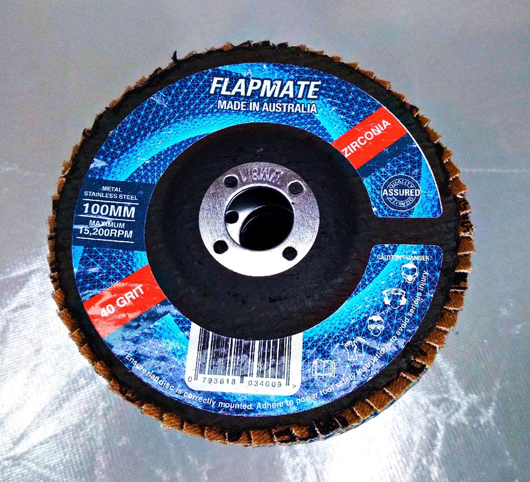 Flap Disc 100mm / 4" Zirconia Australian Made Flapmate