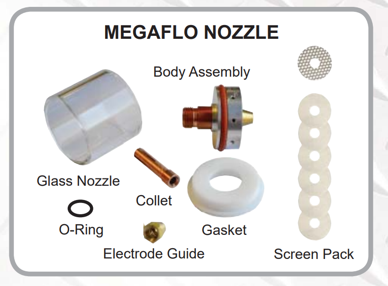 Tigmaster Weldtec Megaflo Tig Welding Clear Glass Nozzle Kit Suit 9/20 Series Torches