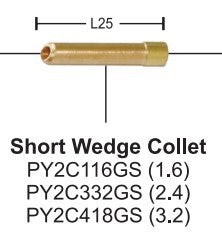 Tig Quartz Series Wedge Collet 9/20 Short 1.6mm Pk Of 5