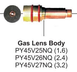 Tig Quartz Series Gas Lens Collet Body Medium 17/26 1.6mm Pk Of 2