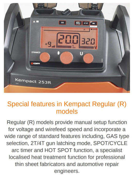 Kemppi Kempact Ra 251r Mig Welder Package 240v Lcd Regular Control Panel